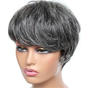 Elegant Gray Human Hair Wig for a Natural Look